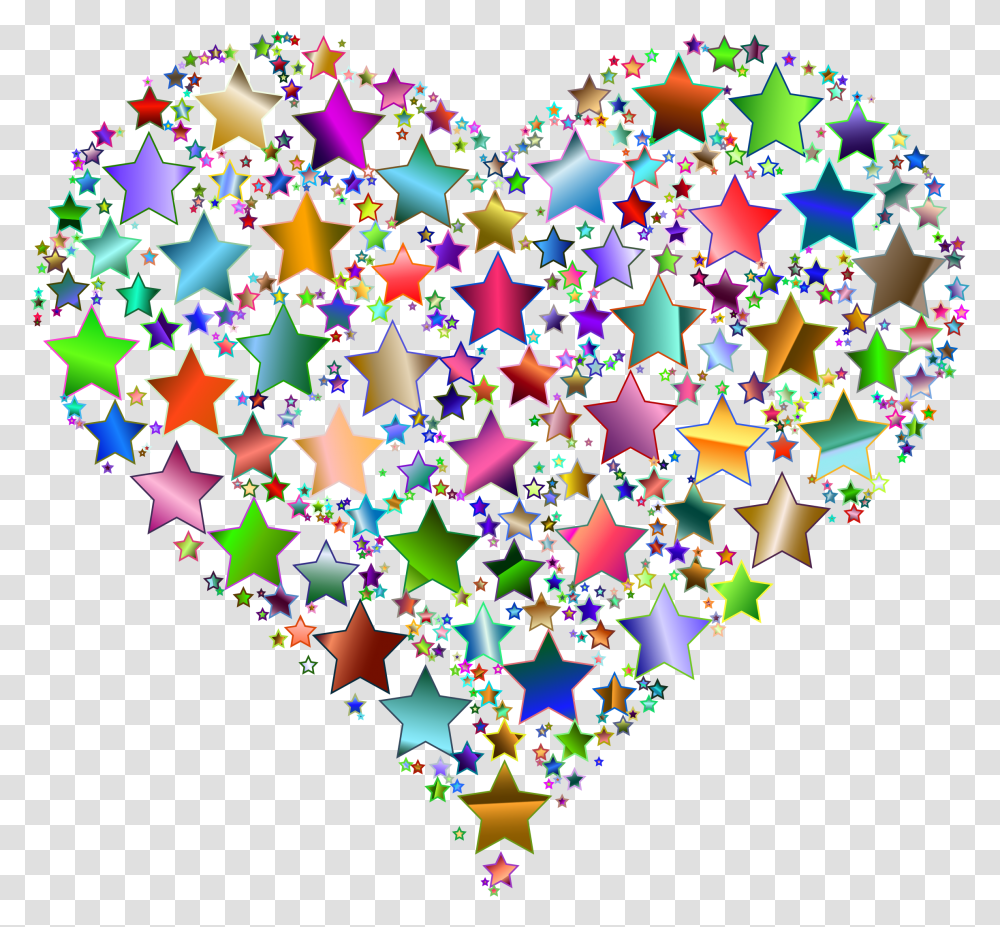 Colorful Heart Stars 9 Variation 2 No Background Clip Colorful Heart And Star, Paper, Confetti, Chandelier, Lamp Transparent Png
