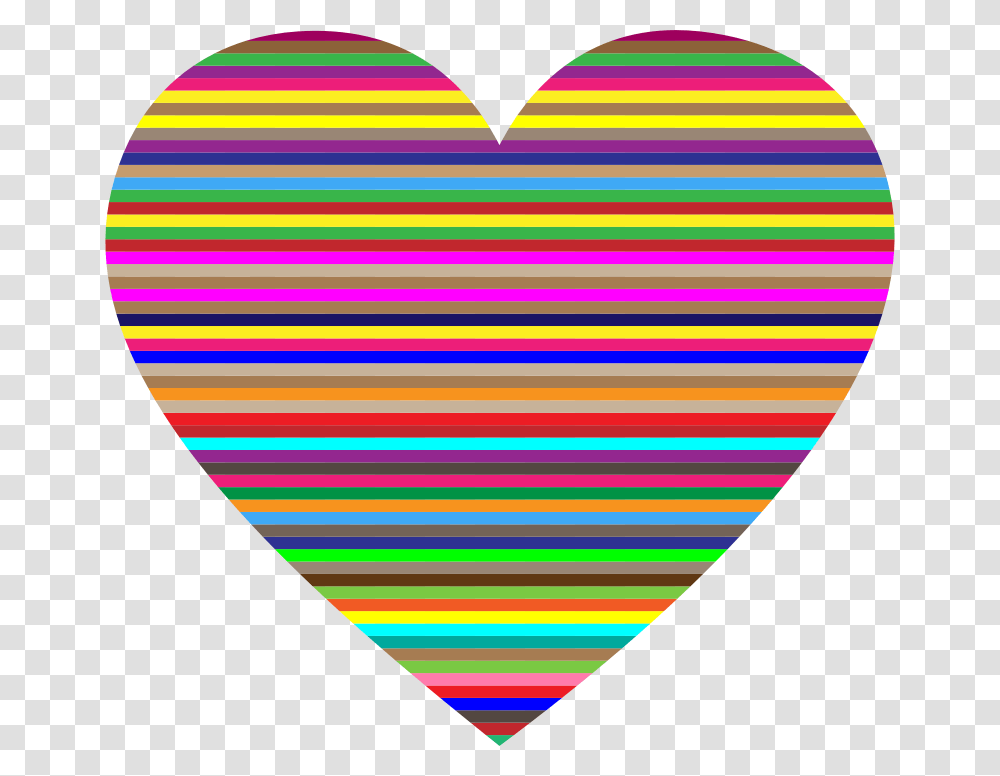 Colorful Horizontal Striped Heart Colorful Clip Art, Rug, Light, Pattern Transparent Png
