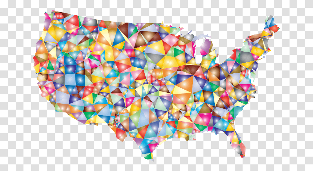 Colorful Low Poly America Usa Map Clip Art, Pattern, Balloon, Doodle Transparent Png