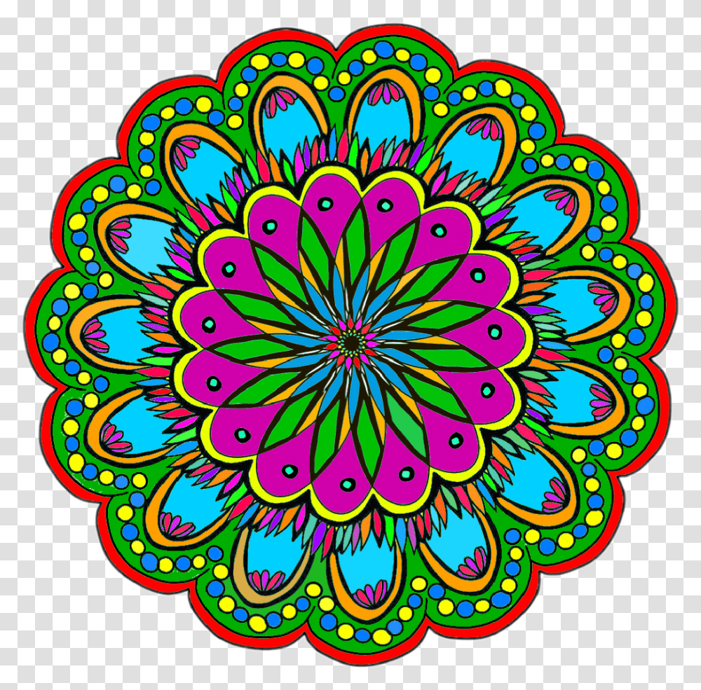 Colorful Mandala Freetoedit Circle, Pattern, Floral Design Transparent Png