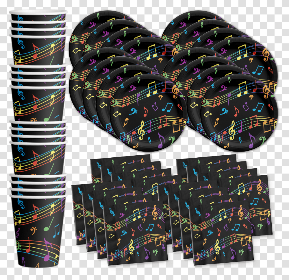 Colorful Music Notes Birthday Party Tableware Kit For 16 Guests Billie Eilish Party Decor, Light, Graphics, Electronics Transparent Png