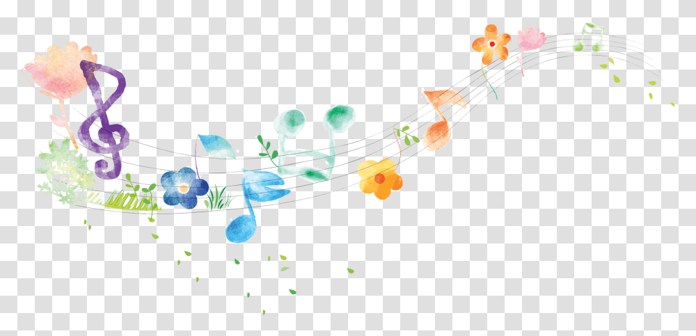 Colorful Music Notes, Floral Design, Pattern Transparent Png