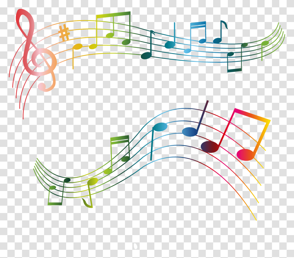 Colorful Music Notes, Plan, Plot, Diagram Transparent Png