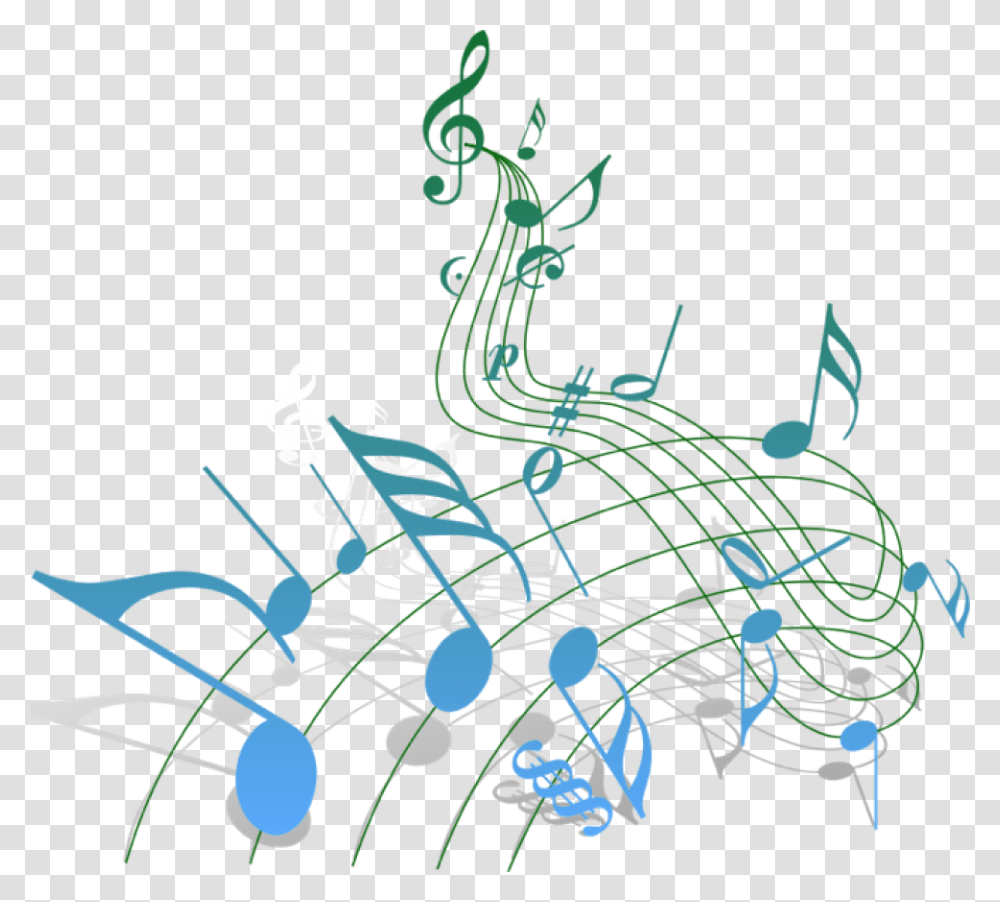 Colorful Musical Notes Blue And Green Music Notes, Floral Design, Pattern Transparent Png