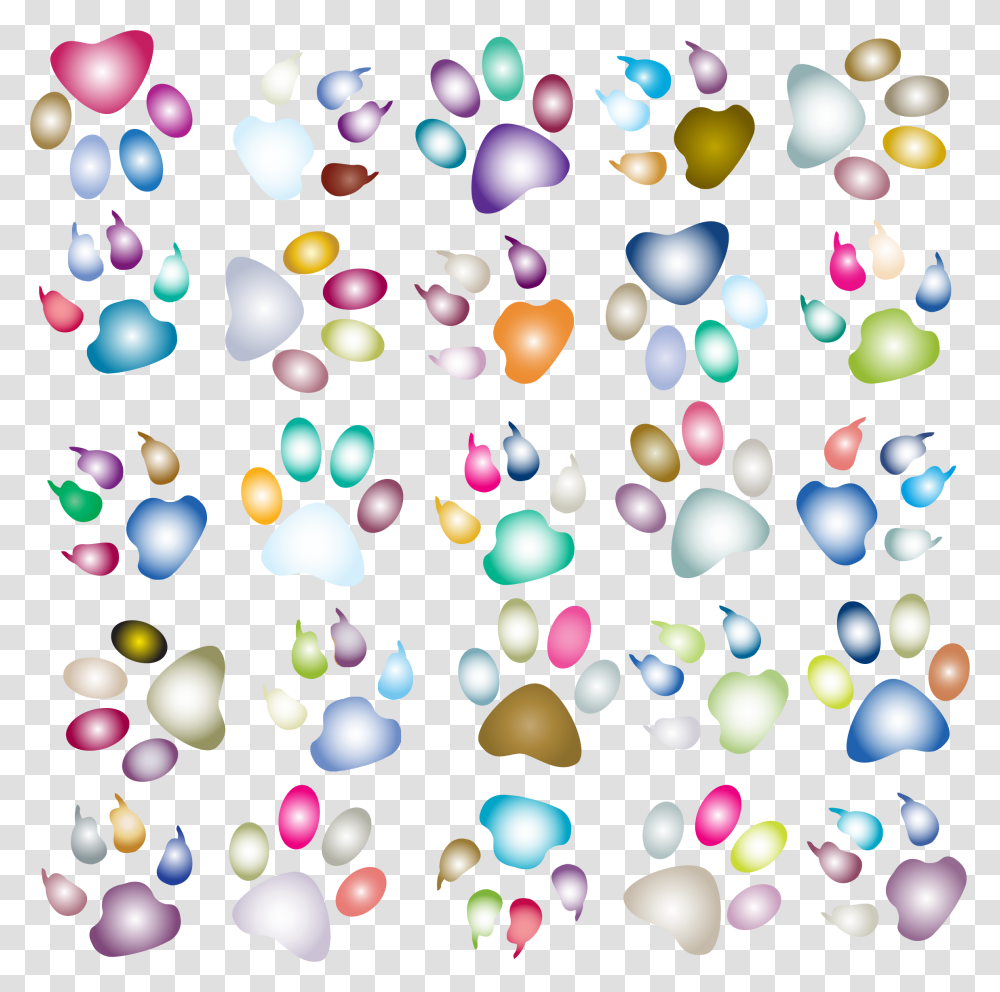 Colorful Paw Print Background, Confetti, Paper, Balloon Transparent Png