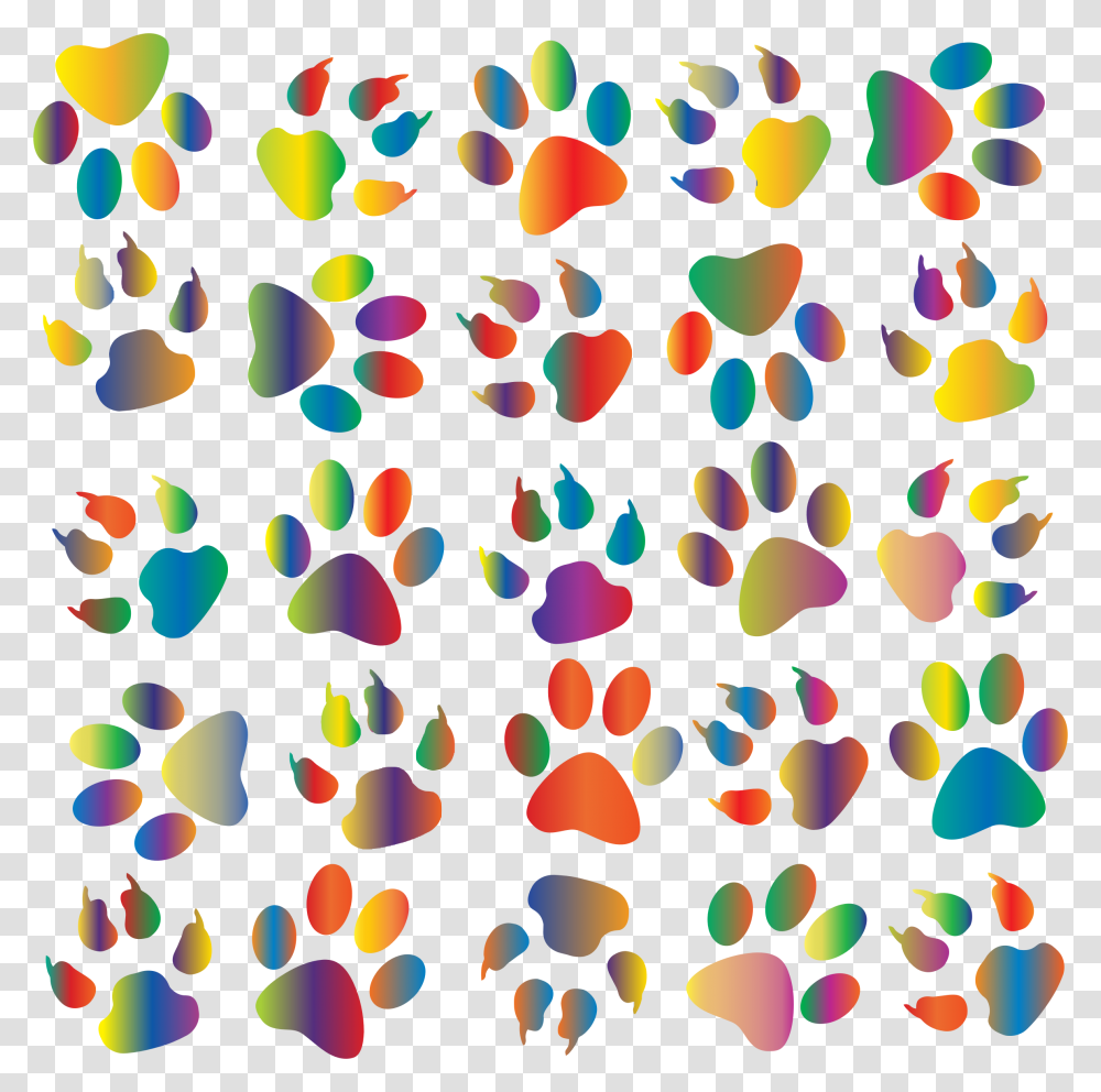 Colorful Paw Prints Pattern Background Reinvigorated Colorful Cat Paw Prints, Confetti, Paper Transparent Png