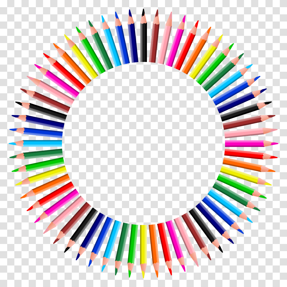 Colorful Pencils Frame 4 Clip Arts Circle Of Pencils, Crayon, Brush, Tool Transparent Png