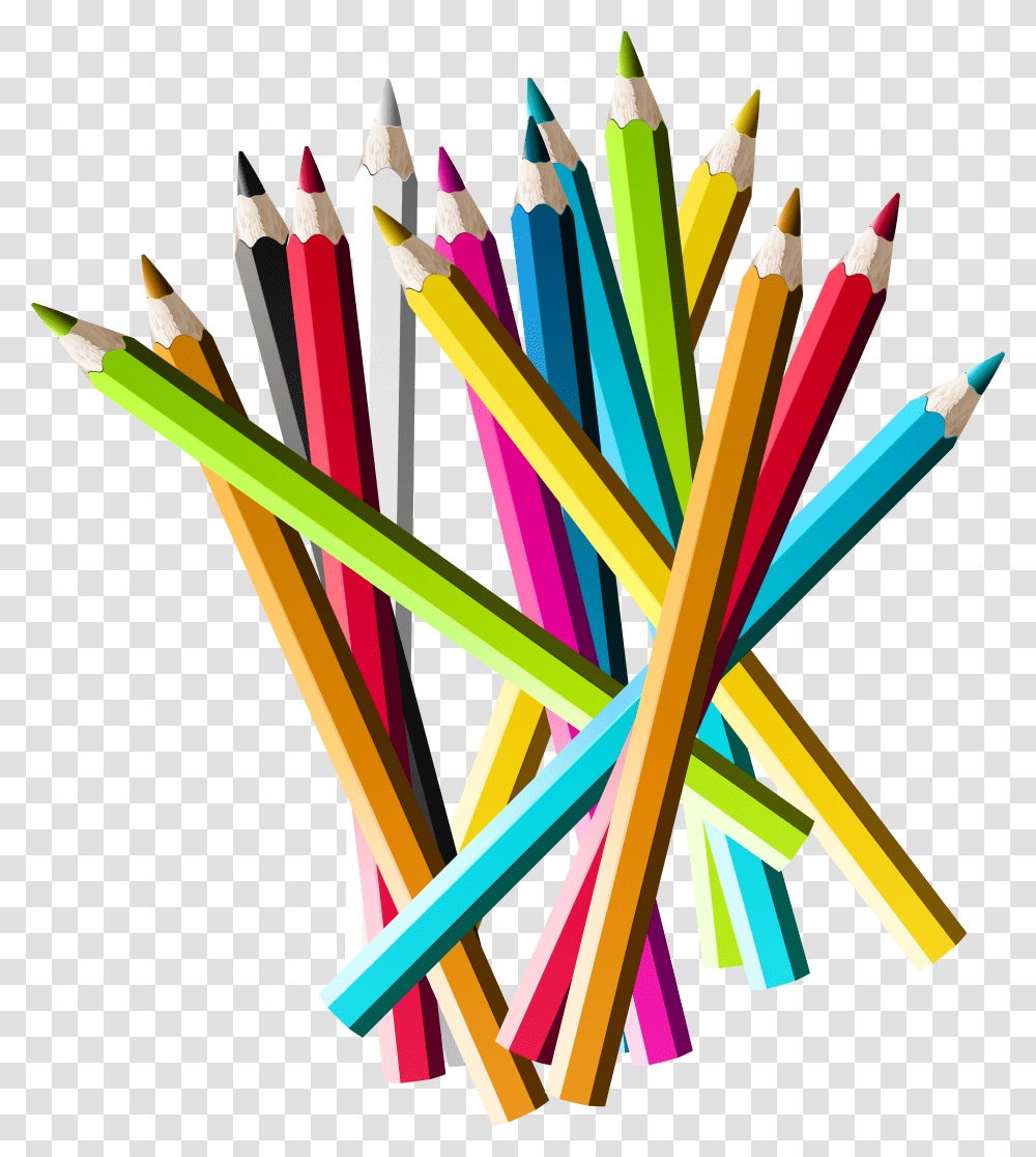 Colorful Pencils Picture Color Pencil, Scissors, Blade, Weapon, Weaponry Transparent Png