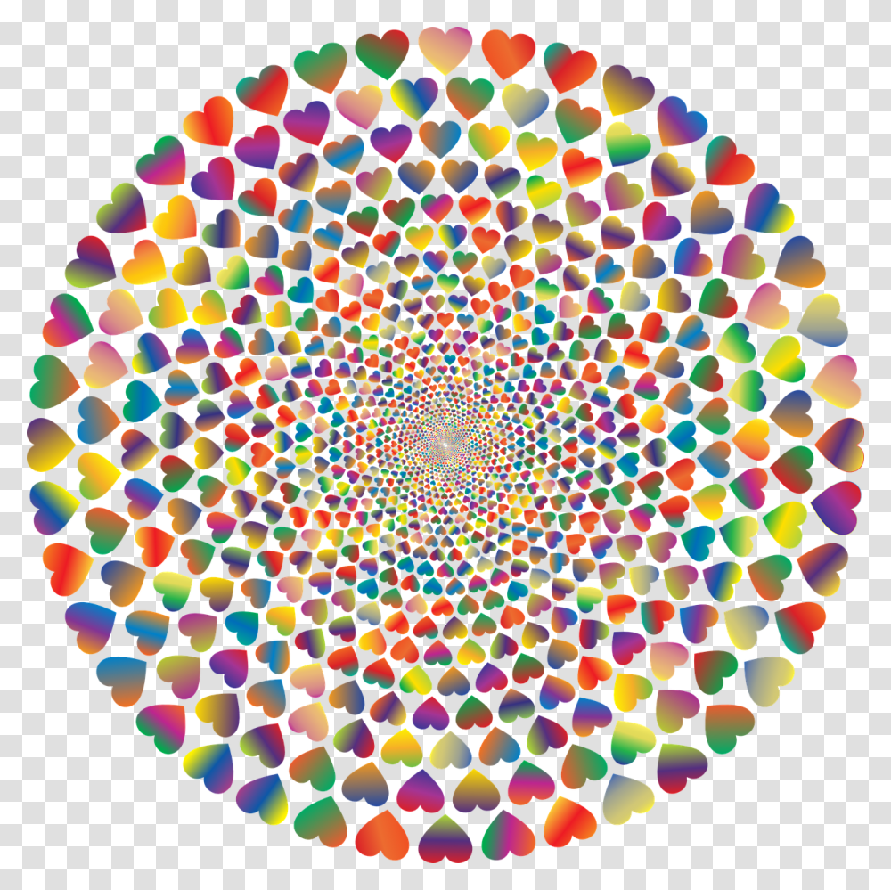 Colorful Prismatic Chromatic Free Photo Heart Vortex, Pattern, Ornament, Rug, Fractal Transparent Png