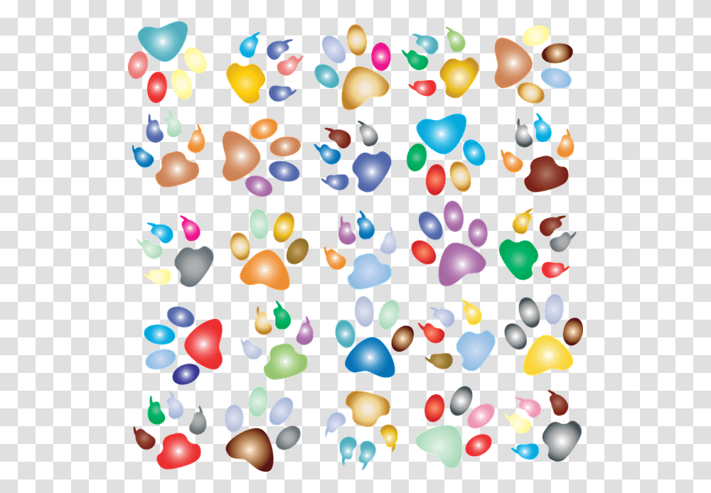 Colorful Prismatic Rainbow Animal Paw Prints Dog Animal Paw Print Background, Paper, Confetti, Balloon Transparent Png