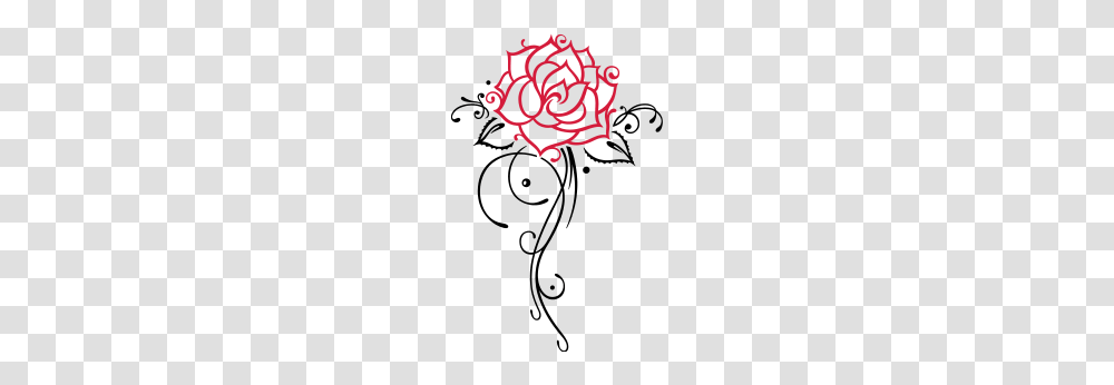 Colorful Rose With Filigree Ornament And Leaves, Logo, Trademark Transparent Png