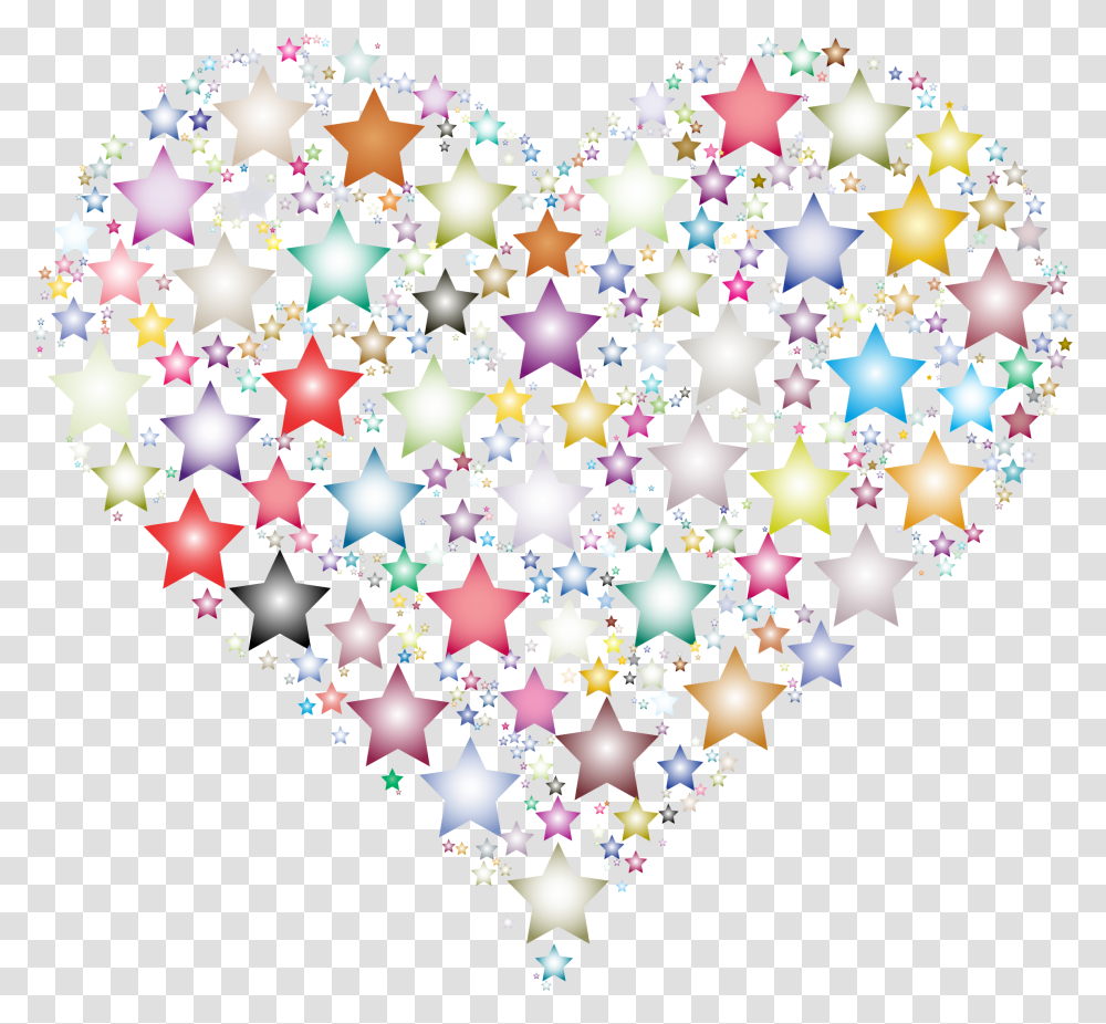 Colorful Stars Big Image Heart Star, Chandelier, Lamp, Confetti, Paper Transparent Png