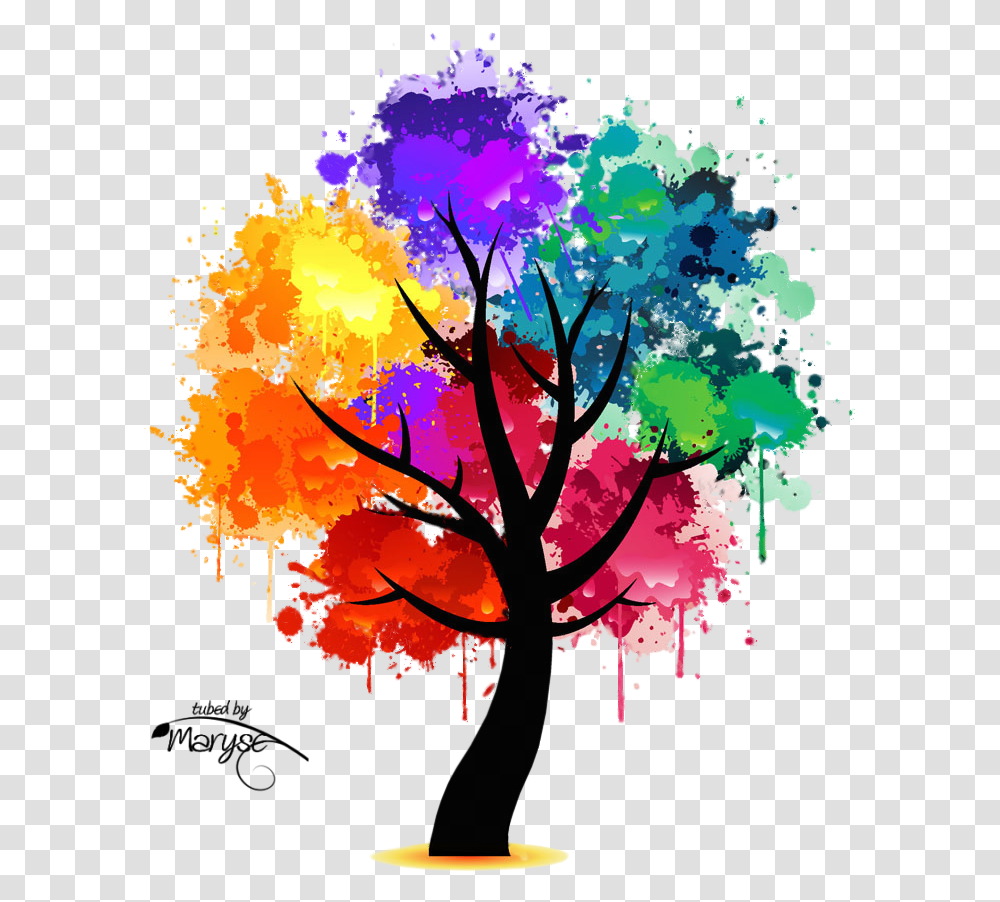 Colorful Tree Clipart, Floral Design, Pattern, Modern Art Transparent Png