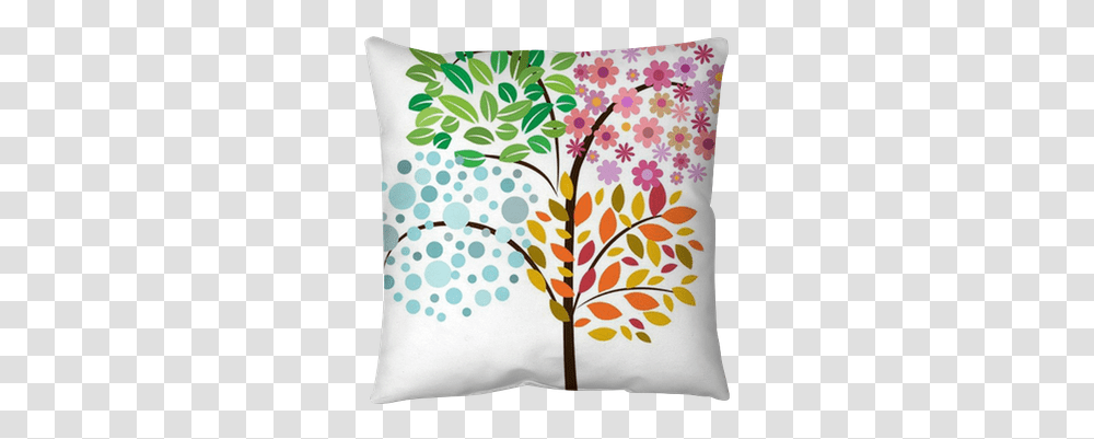 Colorful Tree Of Four Seasons Mural 4 Estaciones Del, Pillow, Cushion, Pattern, Rug Transparent Png