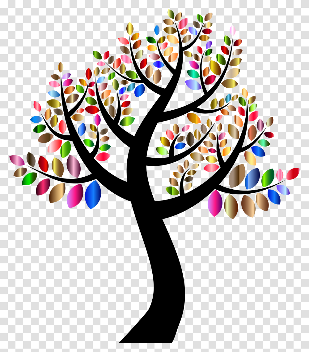 Colorful Tree Tree With Colorful Leaves, Sprinkles, Confetti, Paper Transparent Png