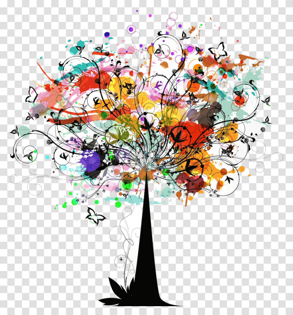 Colorful Vector Tree Download Past Present Future Tree, Floral Design, Pattern Transparent Png