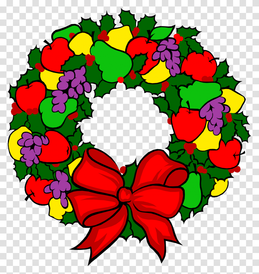 Colorful Wreath Christmas Design Clip Art, Painting Transparent Png