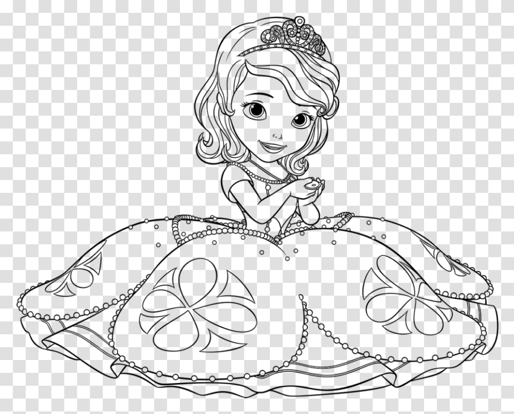 Coloring Book Drawing Amazing Princess Sofia Disney Princesa Sofia Para Pintar, Gray, World Of Warcraft Transparent Png