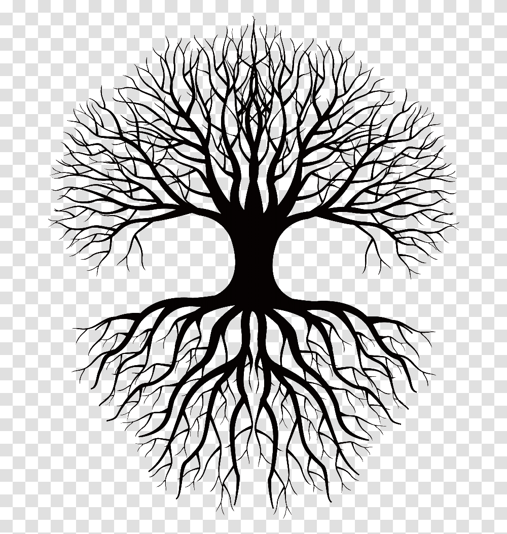 Coloring Book Drawing Root Tree Clip Art Tree And Roots Silhouette, Face, Mouth, Animal, Mammal Transparent Png