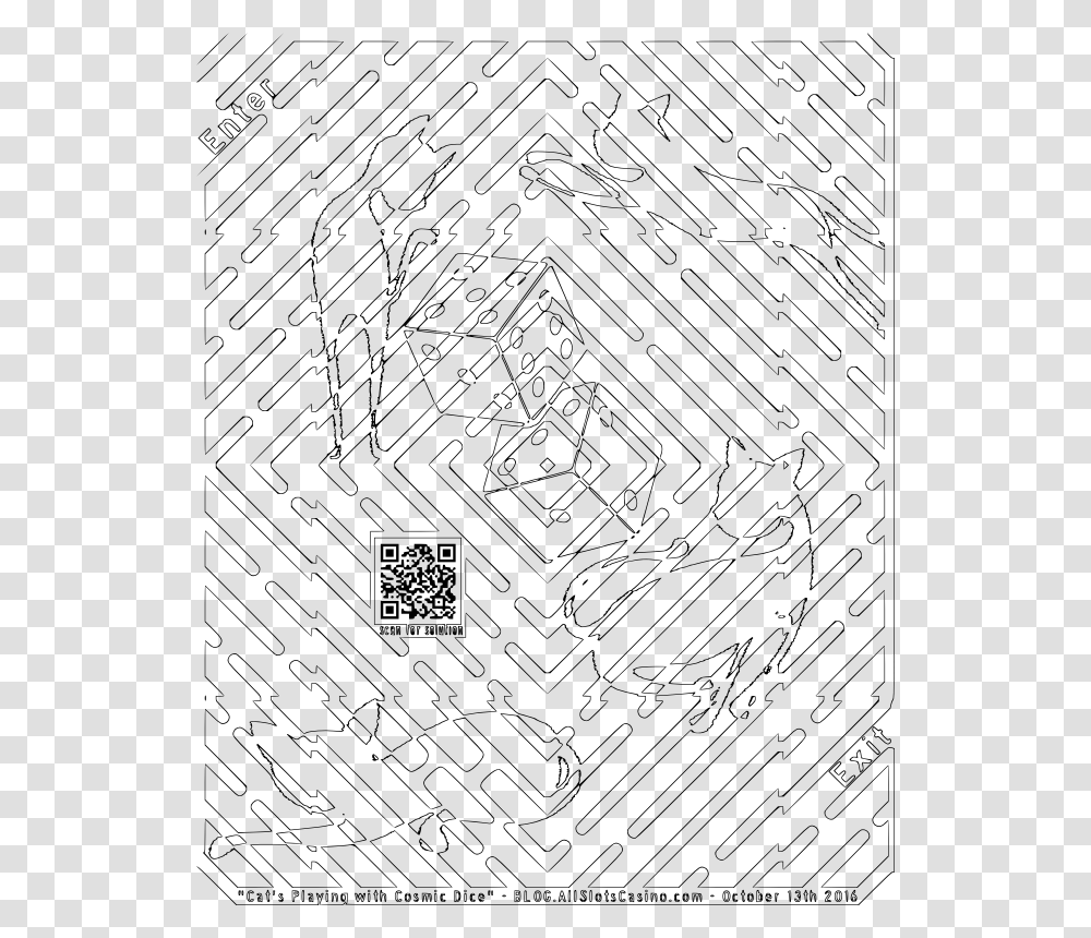 Coloring For Adults Of Cats Playing With Cosmic Dice Line Art, Gray, World Of Warcraft Transparent Png