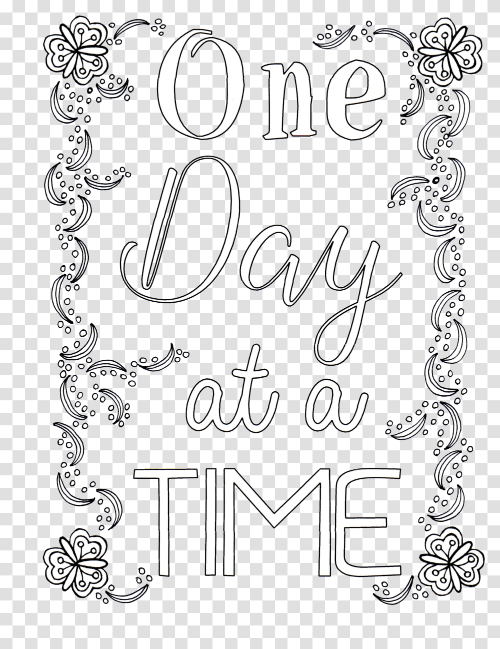 Coloring Pages For Adults One Day, Calligraphy, Handwriting, Alphabet Transparent Png