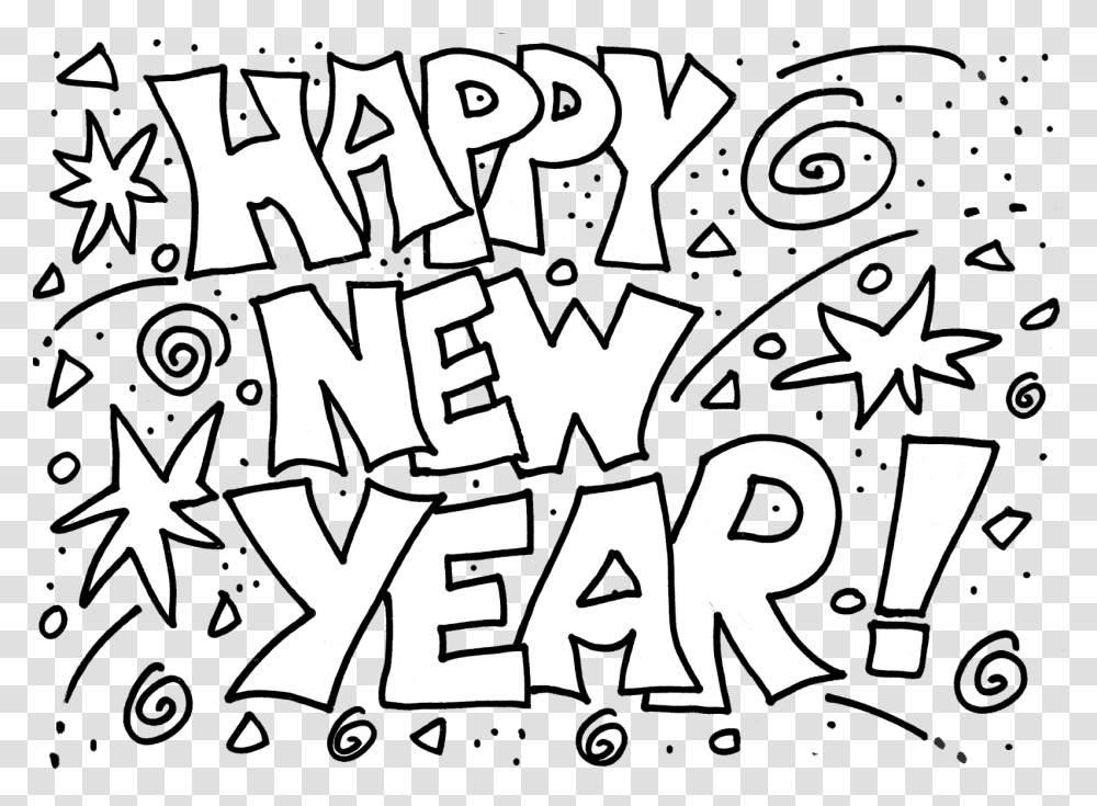 Coloring Pages Happy New Year Coloring Happy New Year 2019, Label, Alphabet Transparent Png