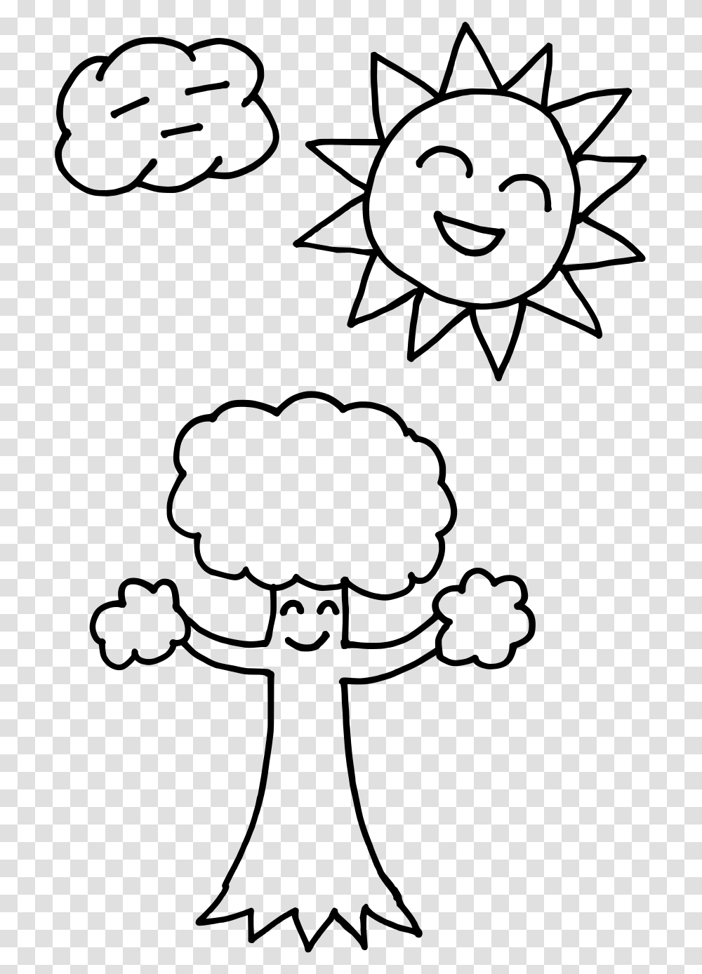 Coloring Pages Of Trees And Sun Download Sun And Cloud Coloring Pages, Gray, World Of Warcraft Transparent Png