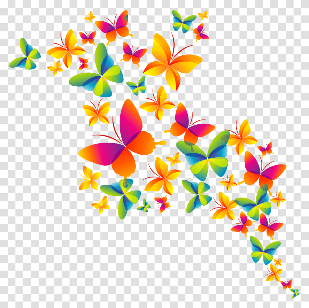 Colors Butterflies, Floral Design, Pattern Transparent Png