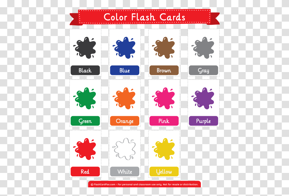 Colors Flashcards Printable, Label, Number Transparent Png