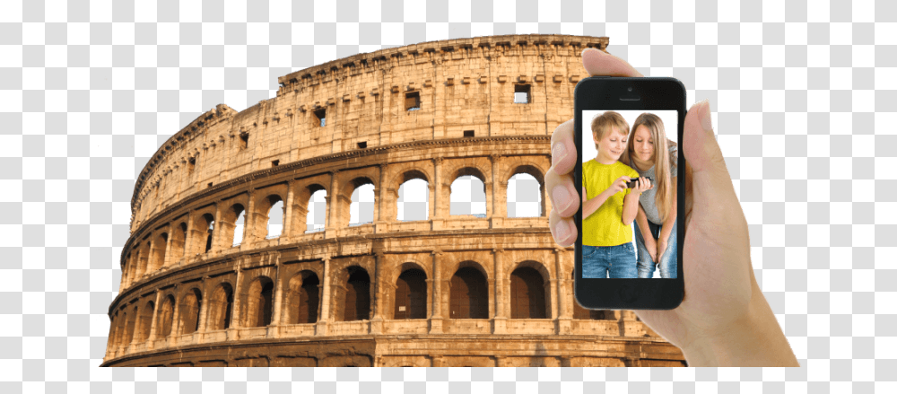 Colosseum, Person, Architecture, Building, Mobile Phone Transparent Png
