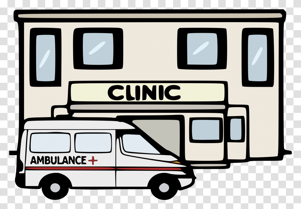Colour Big Image Clinic Clipart Black And White, Bus, Vehicle, Transportation, Van Transparent Png