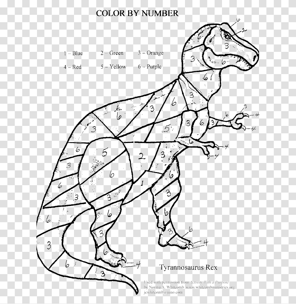 Colour By Number Dinosaur, Animal, Reptile, Mammal, Wildlife Transparent Png