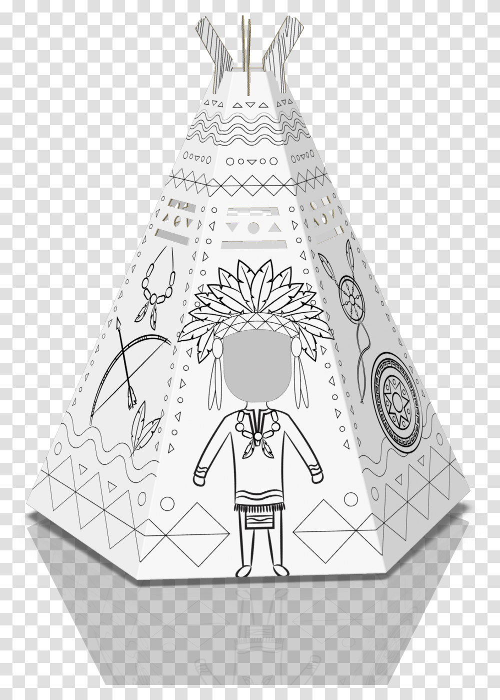 Colour In Teepee Cardboard Magic Illustration, Triangle, Building, Architecture, Cone Transparent Png