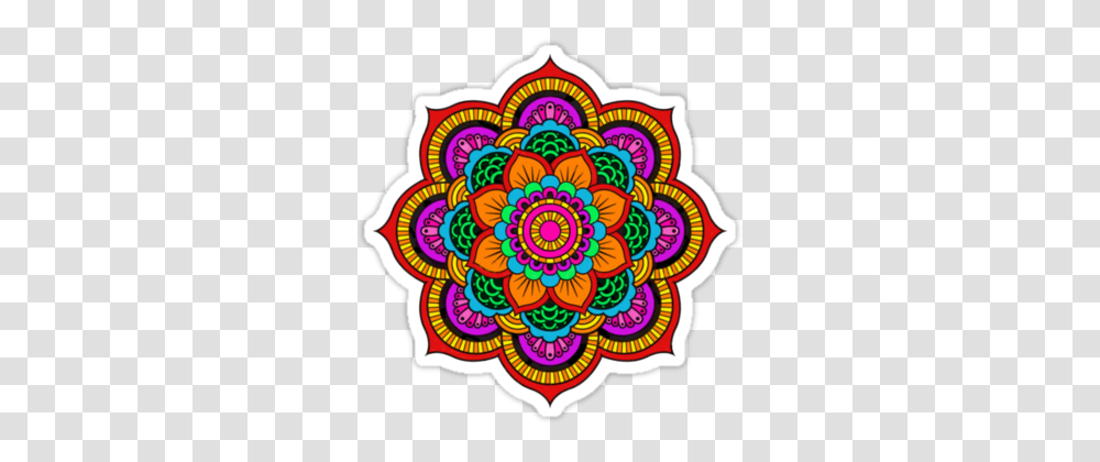 Colourful Indian Mandala Sticker, Pattern, Embroidery, Floral Design Transparent Png