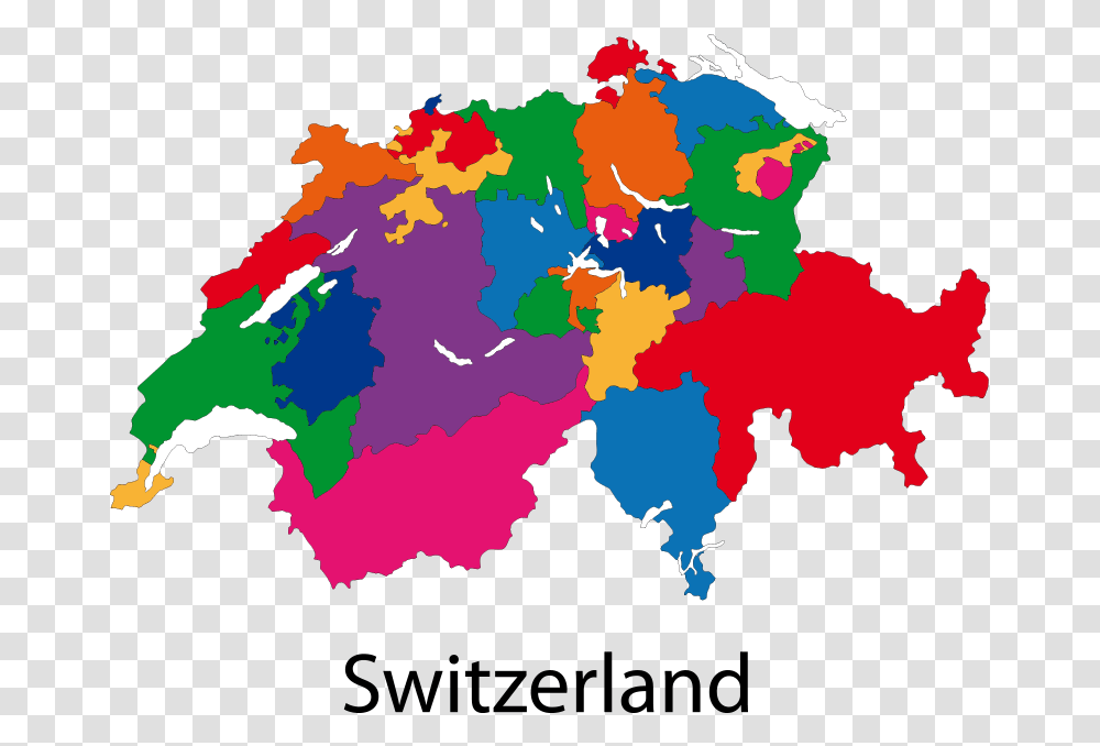 Colourful Map Of Switzerland Image Colourful Map Of Switzerland, Plot, Diagram, Atlas Transparent Png