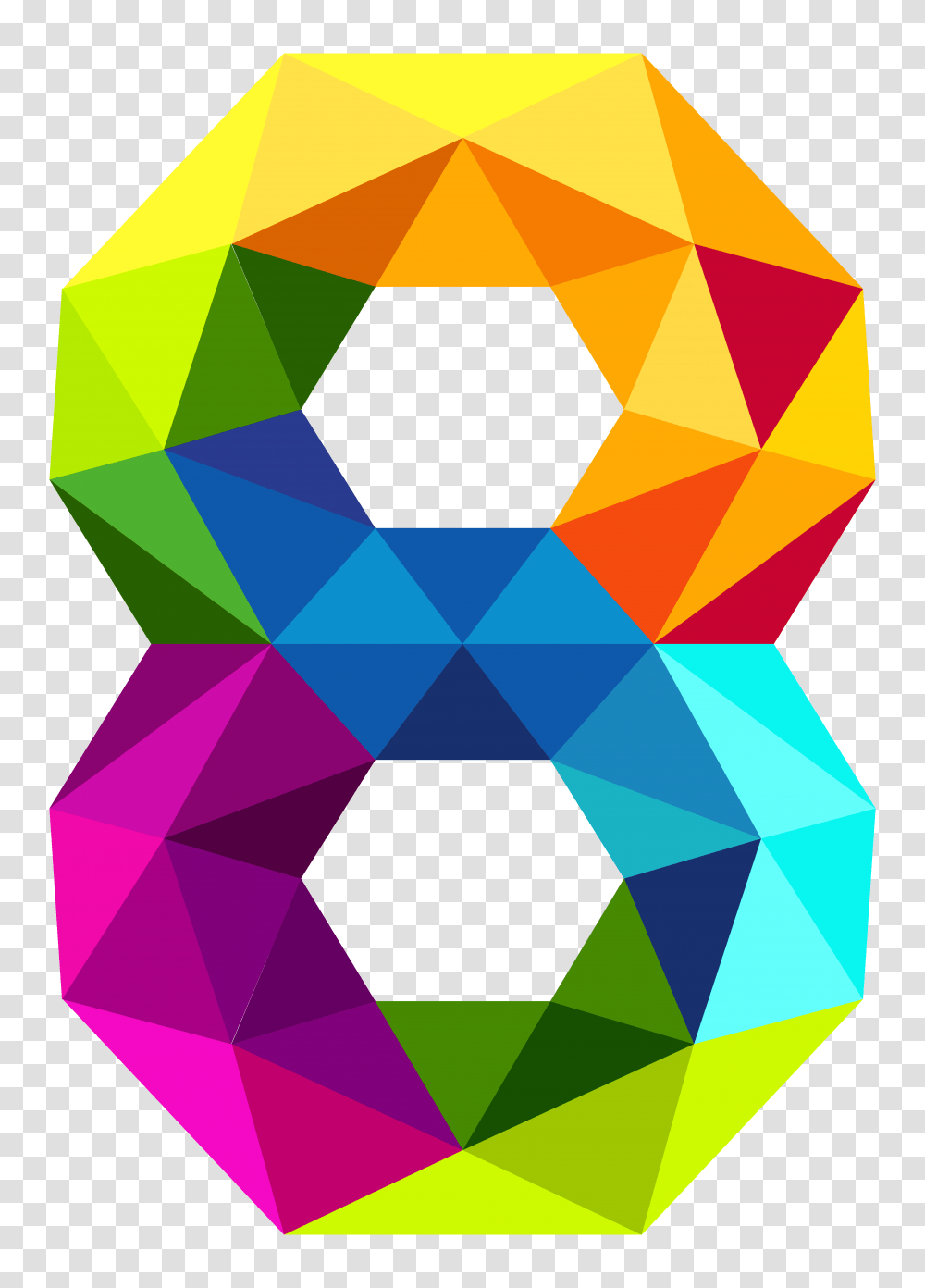 Colourful Triangles Number Eight Clipart Image, Pattern, Diamond, Gemstone, Jewelry Transparent Png