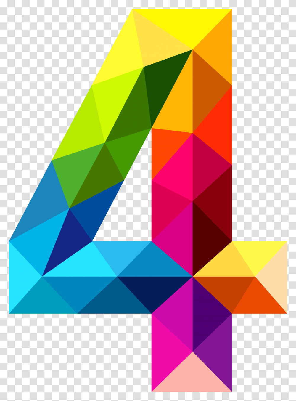 Colourful Triangles Number Four Clipart Image Number 4 Clipart, Rug Transparent Png