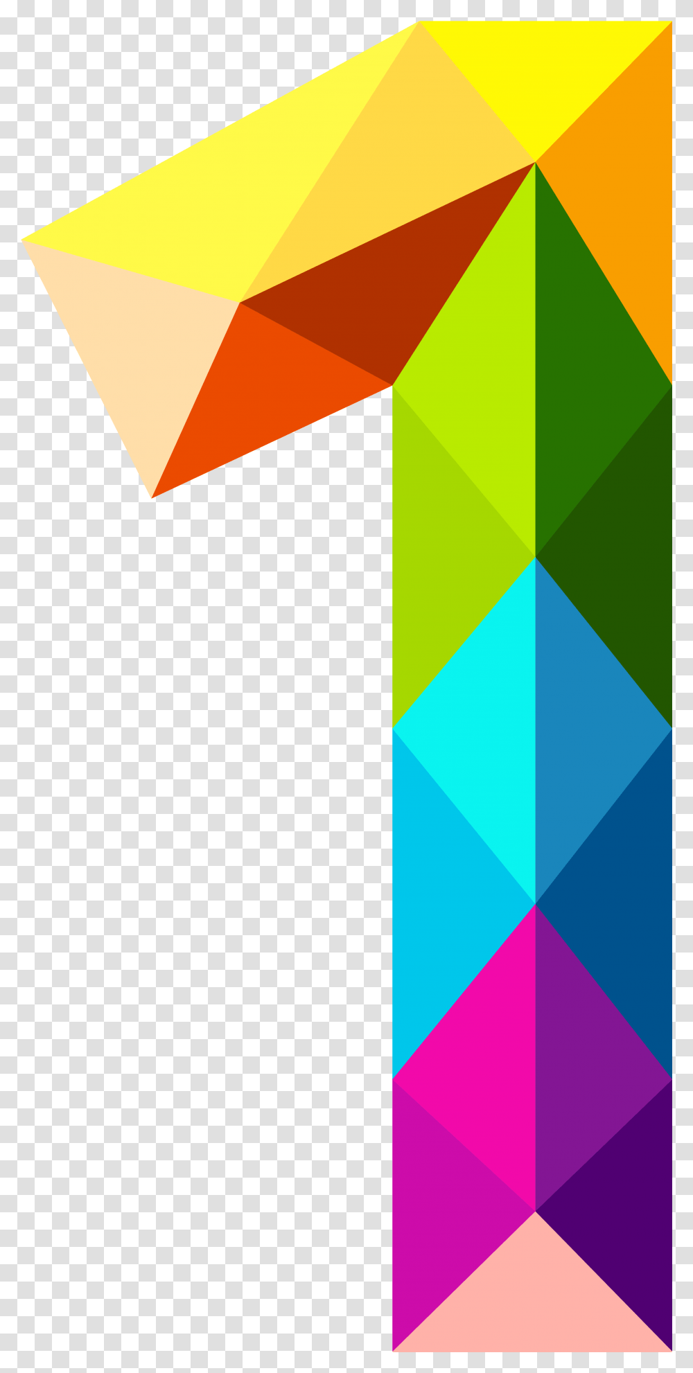 Colourful Triangles Number One Clipart Image Rainbow Number 1, Metropolis, City, Urban Transparent Png