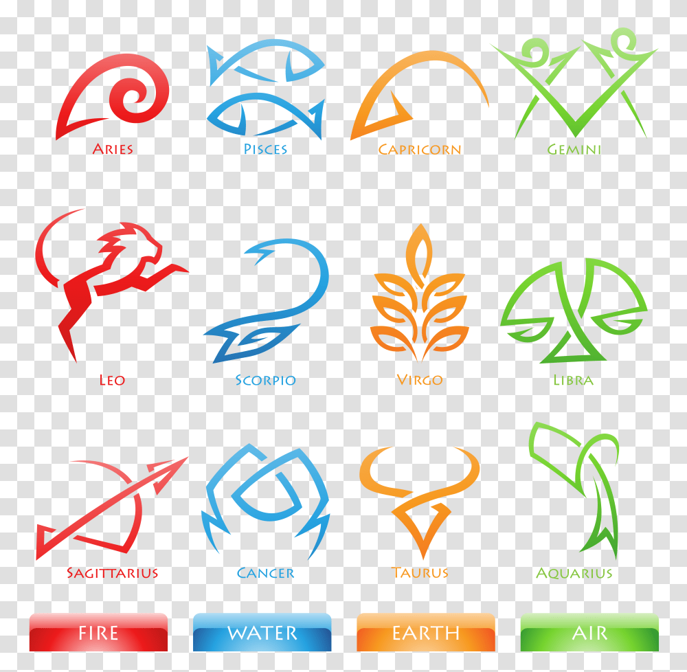 Colourful Zodiac Signs Set Large Clipart Gallery, Alphabet, Logo Transparent Png