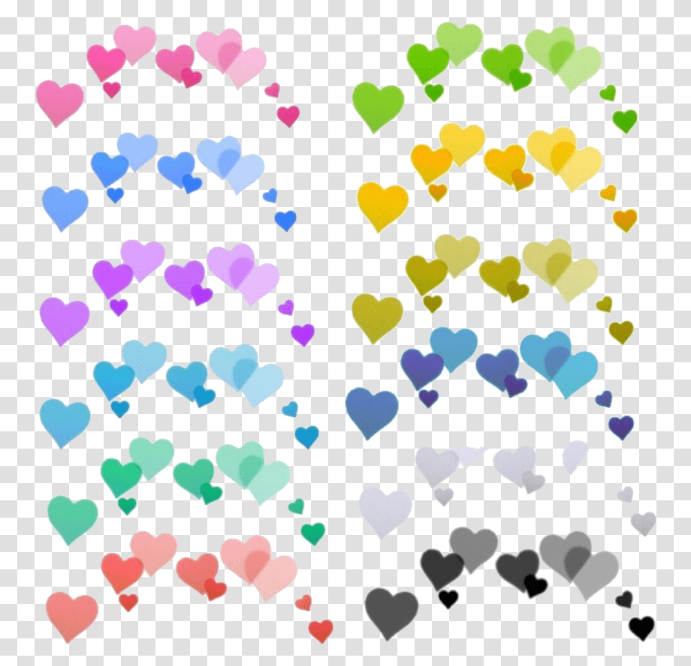 Colours Hearts And Overlay Image Sticker Picsart Cute, Confetti, Paper, Rug, Petal Transparent Png