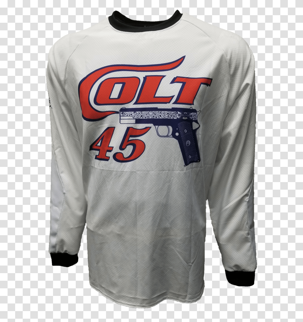 Colt 45 Sprnt Jersey Long Sleeved T Shirt, Apparel, Person, Human Transparent Png