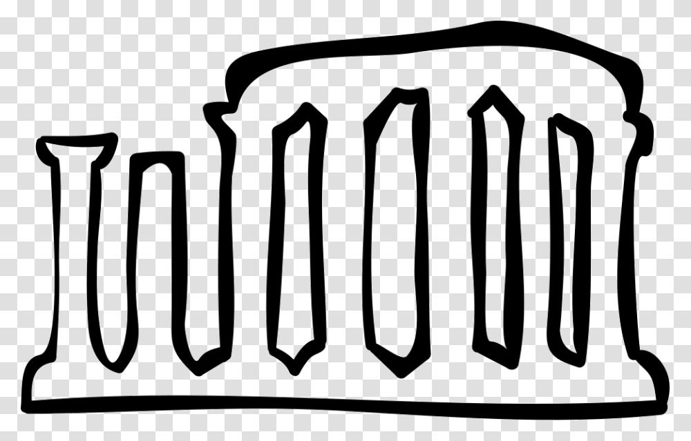 Columns Antique Ruins Hand Drawn Outline Icon, Label, Number Transparent Png