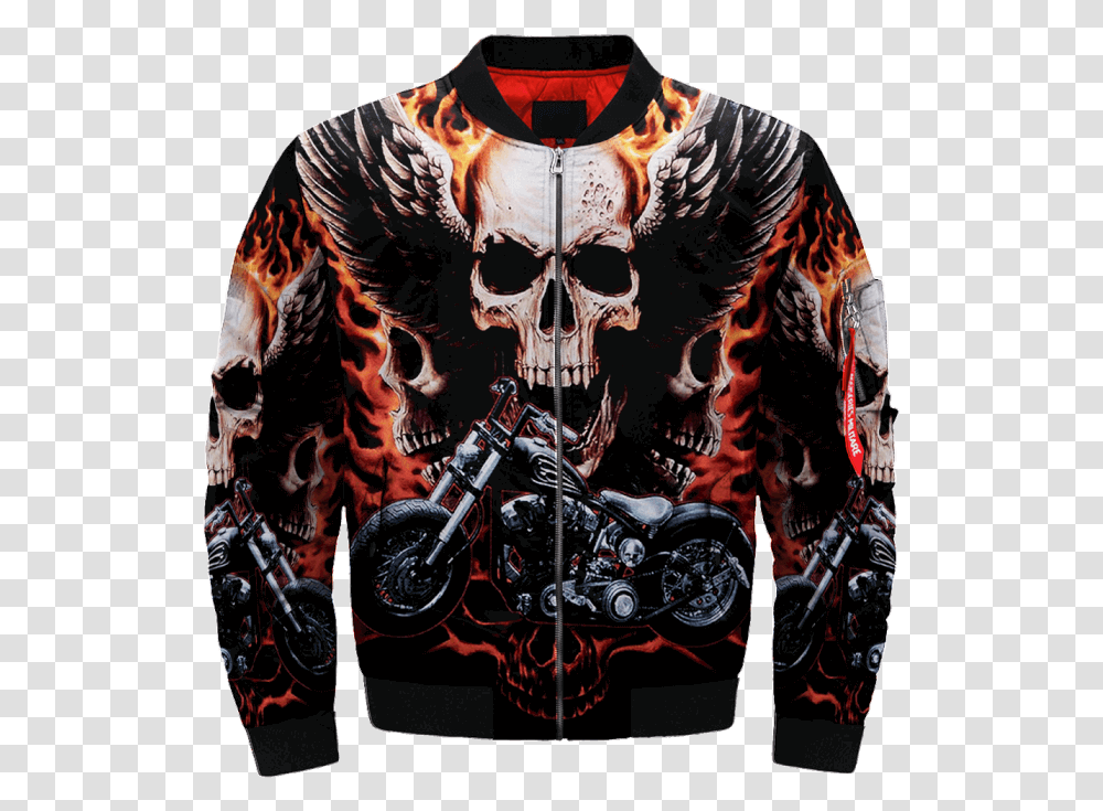 Com Motorcycle Ghost Rider Skull Over Print Jacket Skull Paint With Diamonds, Apparel, Sweatshirt, Sweater Transparent Png