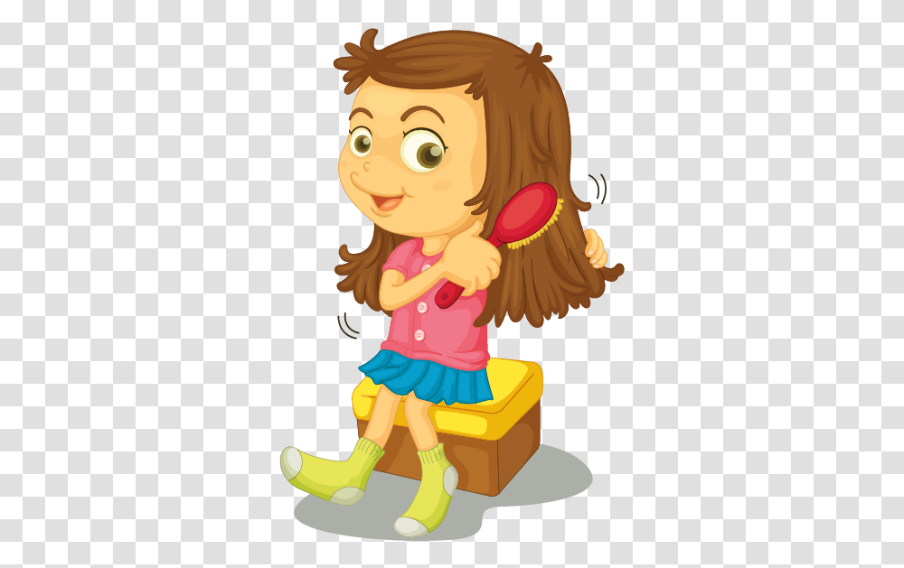 Comb My Hair Clipart In Pack 5675 Girl Brushing Hair Clipart, Toy, Tool, Rattle Transparent Png