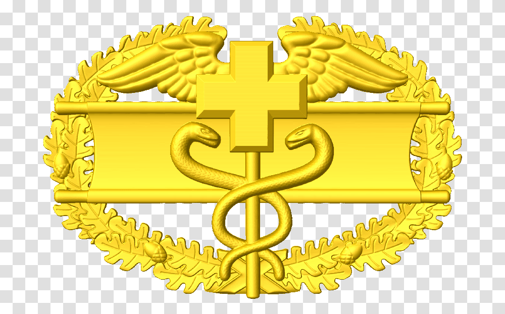 Combat Medic Badge Combat Medical Badge Gold, Emblem, Cross, Treasure Transparent Png