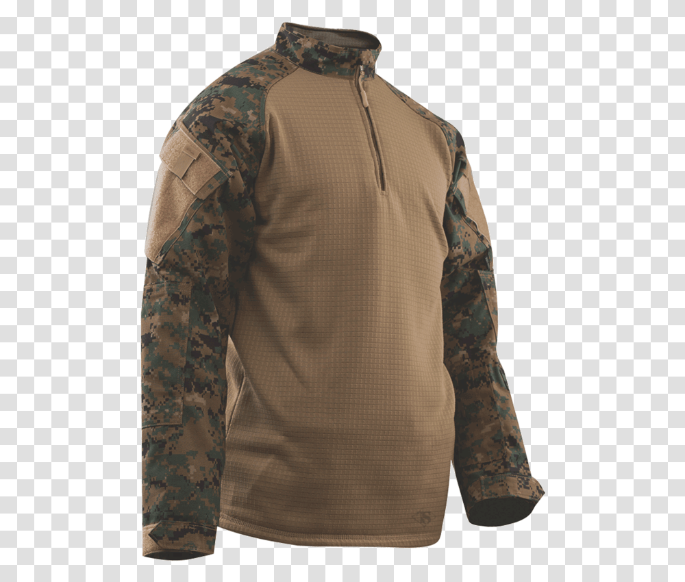 Combat Shirt Cold Weather Woodland Dig Long Sleeved T Shirt, Apparel, Person, Human Transparent Png