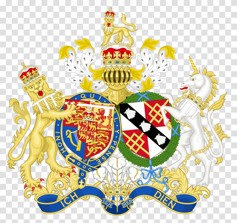 Combined Coat Of Arms Of Charles And Diana The Prince Diana Princess Of Wales Coat Of Arms, Emblem, Logo, Person Transparent Png