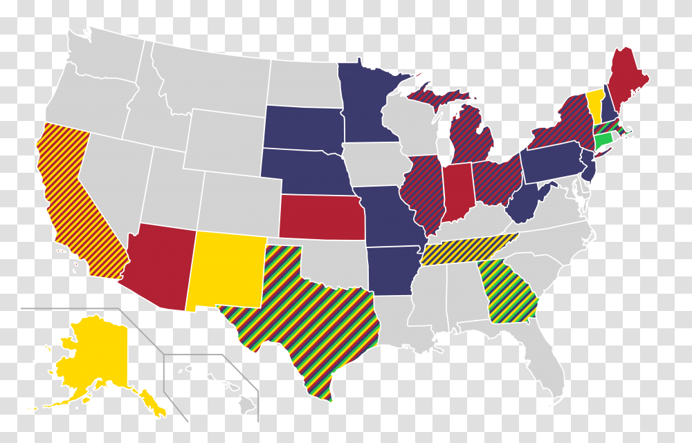 Combined Home States Of Democratic Party Libertarian Party, Map, Diagram, Plot, Atlas Transparent Png