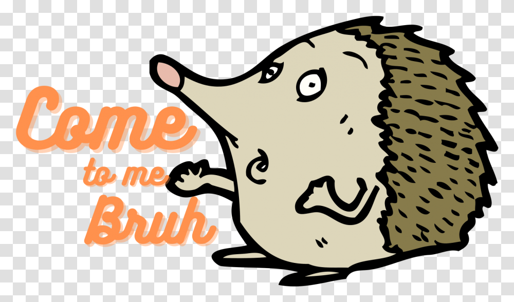 Come To Me Bruh By Bankfishing Hedgehog Cartoon, Label, Text, Doodle, Drawing Transparent Png