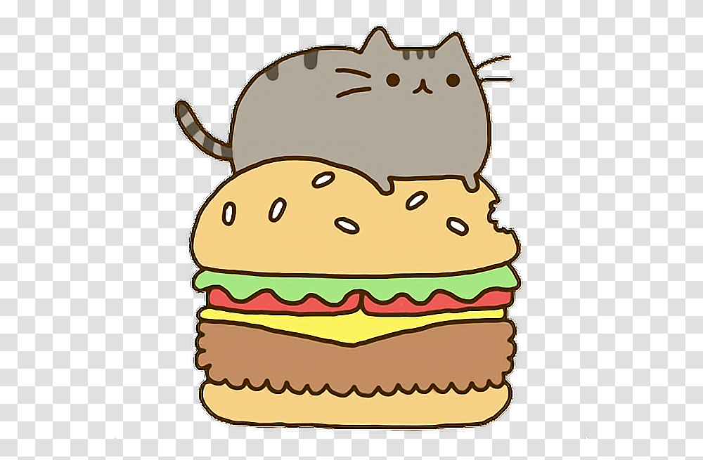 Comer Clipart Pusheen The Cat, Burger, Food, Birthday Cake, Dessert Transparent Png